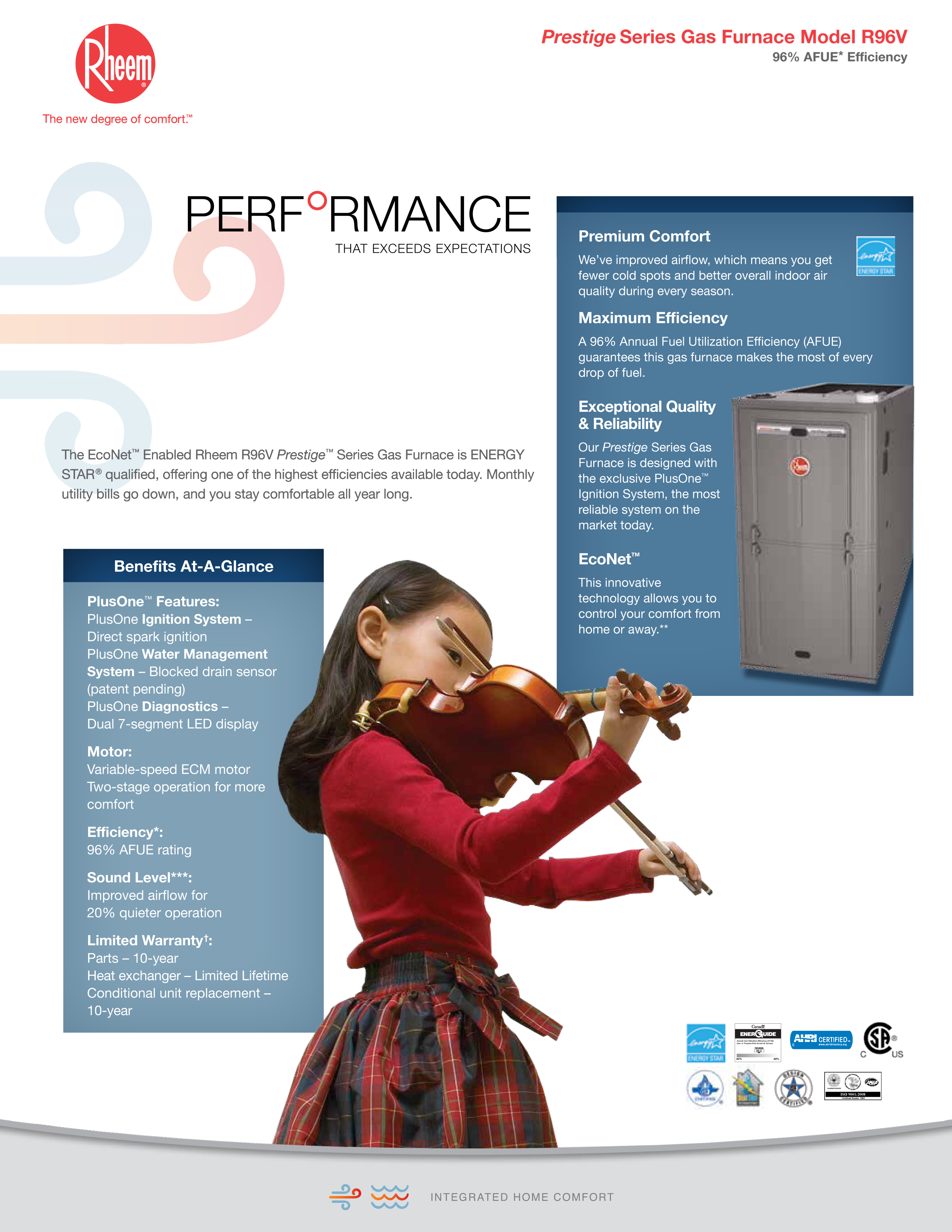 Rheem 96% Variable Speed 60K BTU Gas Furnace, R96VA0602317MSA (F)